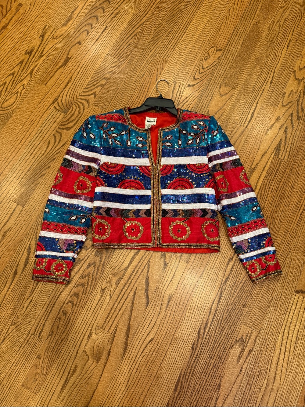 Leslie Fay silk vintage Multicolor Embroidered Sequin Jacket